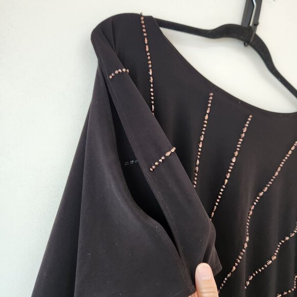 Xscape Formal Black Jumpsuit Gold Beaded Gown Mother of the Bride Women's 18W - Picture 5 of 11